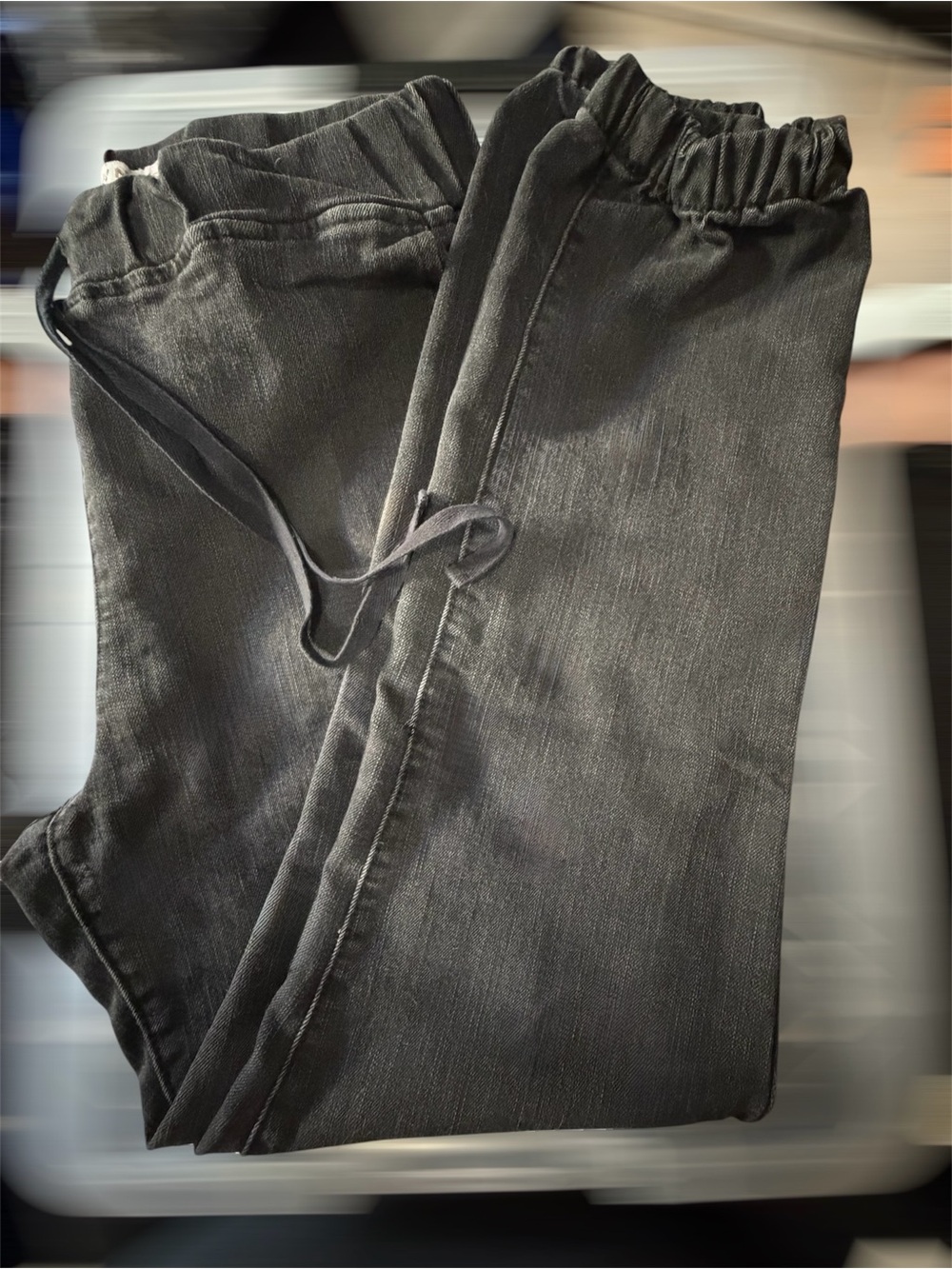 Tinseltown Charcoal Black Straight-Leg Drawstring Jeans